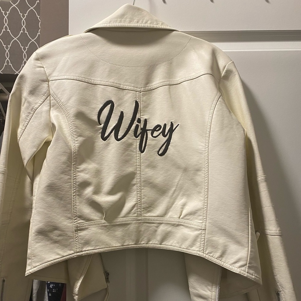 White Wifey Leather Jacket